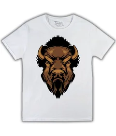 Прикольные футболки: бизон на белой